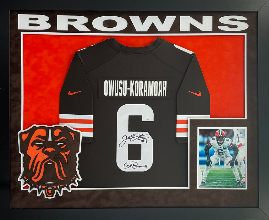 Cleveland Browns Jeremiah Owusu- Koramoah Hand Signed Autographed Authentic Nike Jersey Custom Framed JSA COA