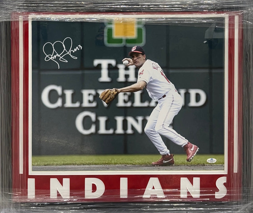 Cleveland Indians Omar Vizquel Hand Signed Autographed 16x20 Photo Framed with Suede Matting & Cutout Lettering Includes COA