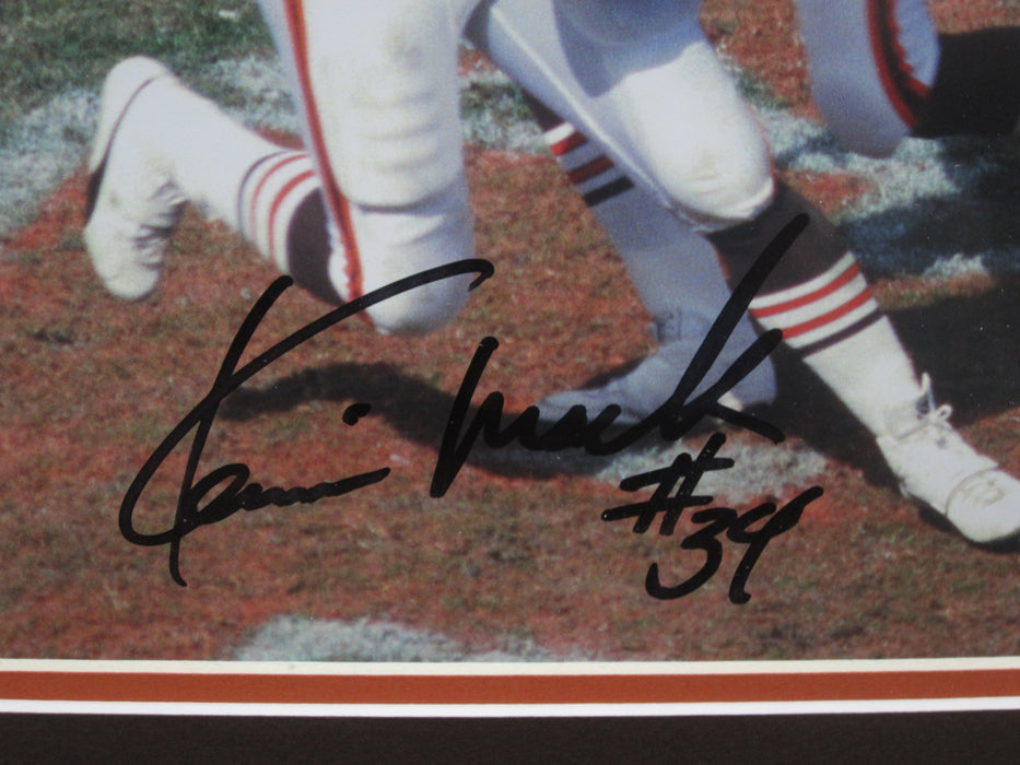 Cleveland Browns Bernie Kosar & Kevin Mack Dual Hand Signed Autographed 8x10 Photo Framed with Matting Includes SGC COA