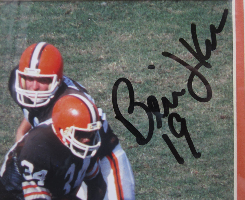 Cleveland Browns Bernie Kosar & Kevin Mack Dual Hand Signed Autographed 8x10 Photo Framed with Matting Includes SGC COA