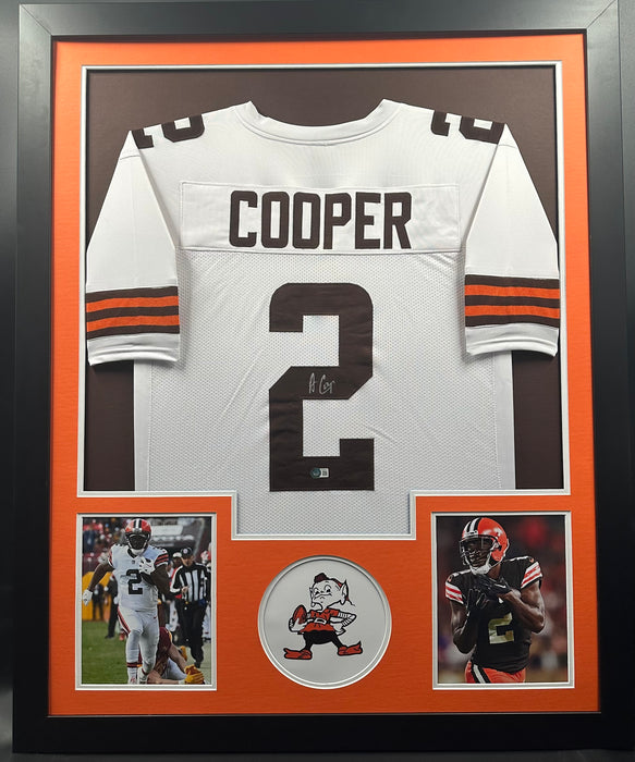 Amari Cooper Cleveland Browns Signed Custom White Away Football Jersey Framed and Matted with Beckett COA