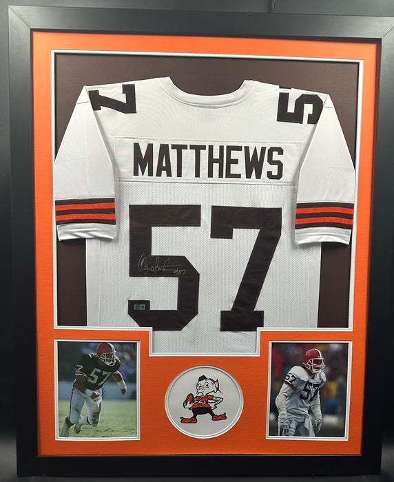 Clay Matthews Jr. Cleveland Browns Framed and Matted Signed Custom White Away Jersey with COA
