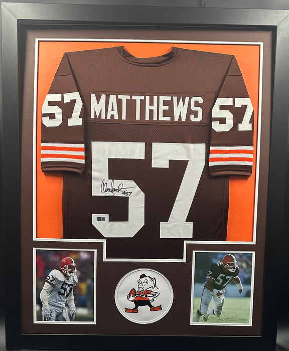Clay Matthews Jr. Cleveland Browns Framed and Matted Signed Custom Brown Home Jersey with COA