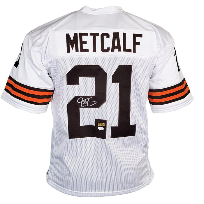Eric Metcalf Cleveland Browns Signed Away White Football Jersey with JSA COA