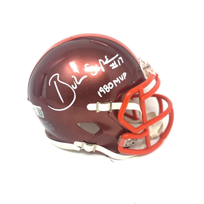 Brian Sipe Cleveland Browns Signed FLASH Mini Helmet with 1980 MVP Inscription and Beckett Witnessed COA