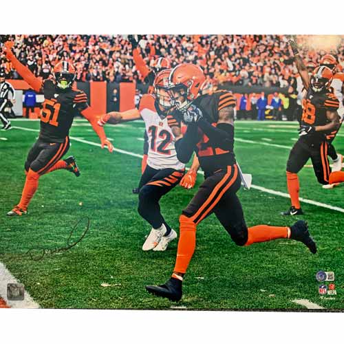 Denzel Ward Cleveland Browns Signed 16x20 Photo Interception Vs. Bengals with Beckett Witnessed COA