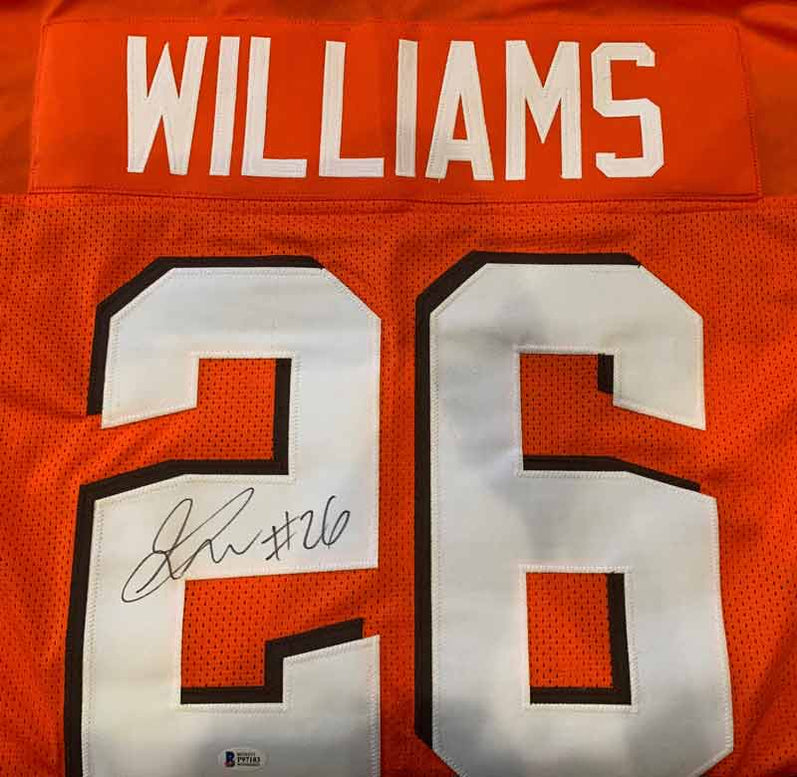 Cleveland Browns Greedy Williams Signed Orange Football Jersey with TS