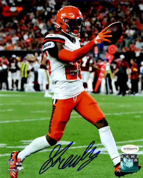 Greedy Williams Cleveland Browns Signed 8x10 Photo Holding Out Football with TSE COA