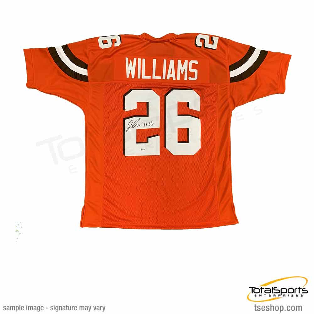 Cleveland Browns Greedy Williams Signed Orange Football Jersey with TS