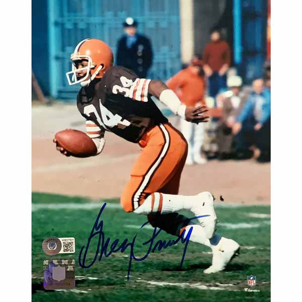 Greg Pruitt Cleveland Browns Signed 8x10 Photo wearing orange pants with Beckett Witnessed COA