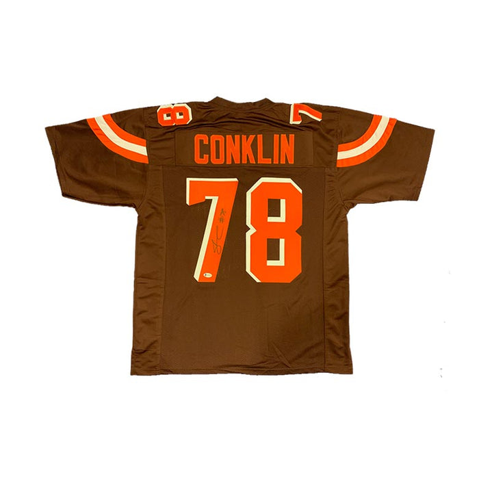 Cleveland Browns Jack Conklin Signed Custom Brown Alternate Jersey (Curved Stripes) with Beckett COA