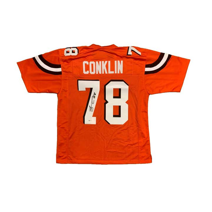 Cleveland Browns Jack Conklin Signed Custom Orange Alternate Football Jersey (Curved Stripes) with Beckett COA