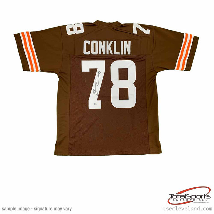 Cleveland Browns Jack Conklin Signed Custom Brown Football Jersey with Beckett COA