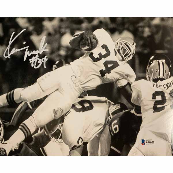 Kevin Mack Cleveland Browns Signed 8x10 Photo diving over pile with Beckett COA