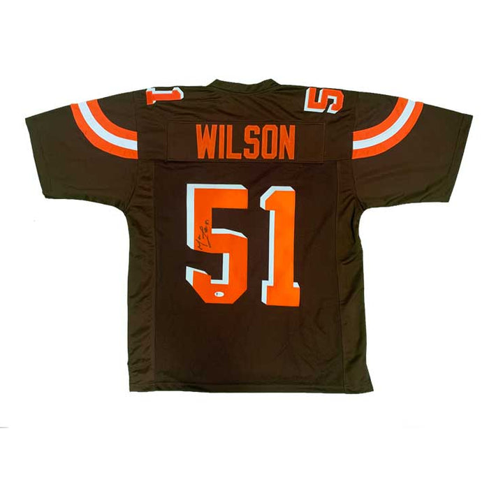 Mack Wilson Signed Custom Brown Football Jersey with Curved Stripes