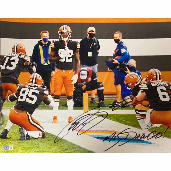 Rashard Higgins Cleveland Browns Signed 16x20 Photo with My Dawgs Inscription and Beckett Witnessed COA