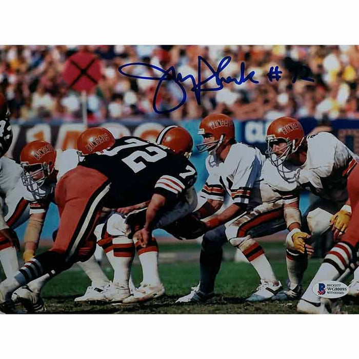 Jerry Sherk Cleveland Browns Signed 8x10 Photo vs Bengals color with Beckett Witnessed COA