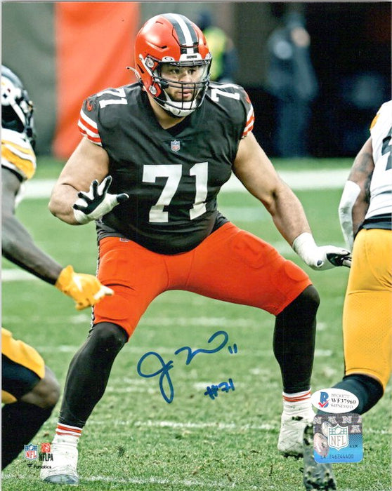 Jedrick Wills Cleveland Browns Signed 8x10 Photo vs Steelers with Beckett Witnessed COA