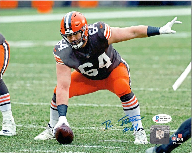 JC Tretter Cleveland Browns Signed 8x10 Photo wearing brown with Beckett Witnessed COA
